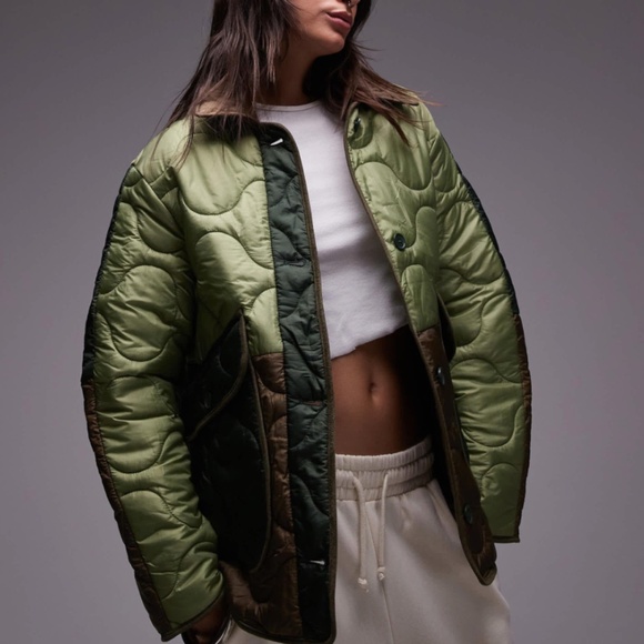 Topshop Patchwork Quilted Liner Jacket - Picture 1 of 3